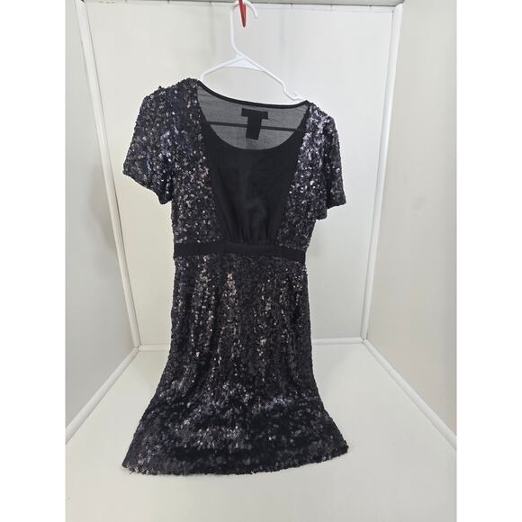MM Couture by Miss Me Sequin Dress Women’s Size M Black Short Sleeve - Picture 3 of 3